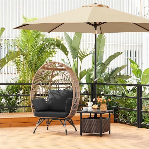 Yaheetech PE Rattan Egg-Shaped Chair Outdoor Wicker Egg Basket