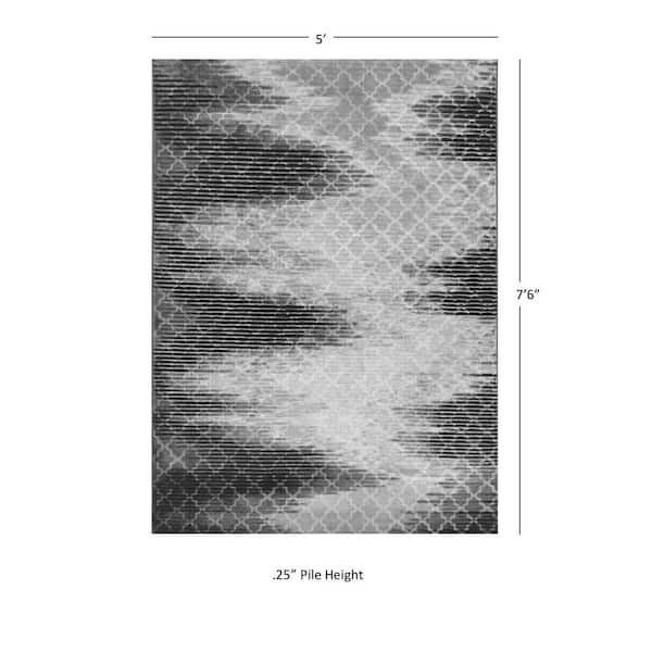 Evolution 5 ft. x 7.5 ft. Beige Geometric Loomed Polyester Rectangle Indoor Area Rug