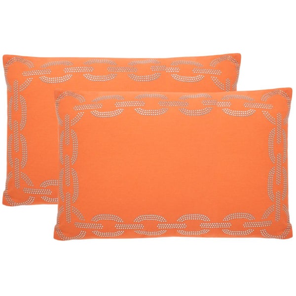 SAFAVIEH Sibine Orange 12 in. x 20 in. Throw Pillow Set of 2