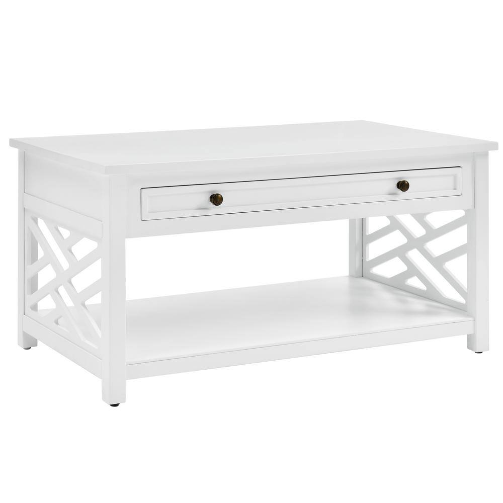 Middlebury 36" White Pine Coffee Table Set with Drawer and Tray