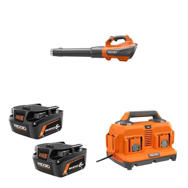 18V Brushless Cordless Blower Kit with 6-Port Sequential Charger and 6.0 Ah MAX Output Batteries (2-Pack)
