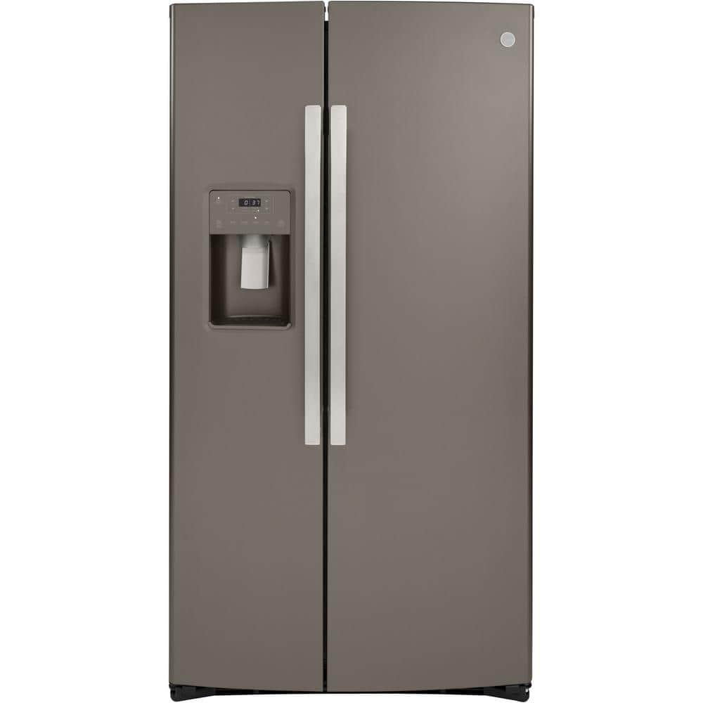 GE 21.8 cu. ft. Side by Side Refrigerator in Slate, Counter Depth and  Fingerprint Resistant GZS22IMNES - The Home Depot