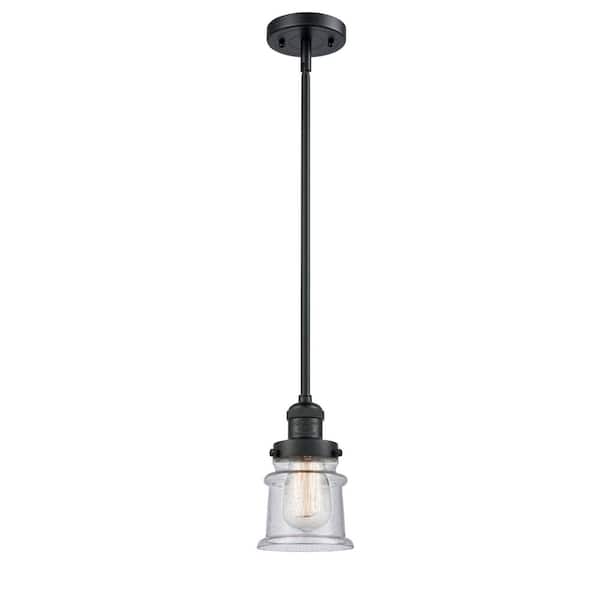 Appalachian 8 in. 1-Light Black Traditional Semi-Flush Mount with Clear Glass Shade