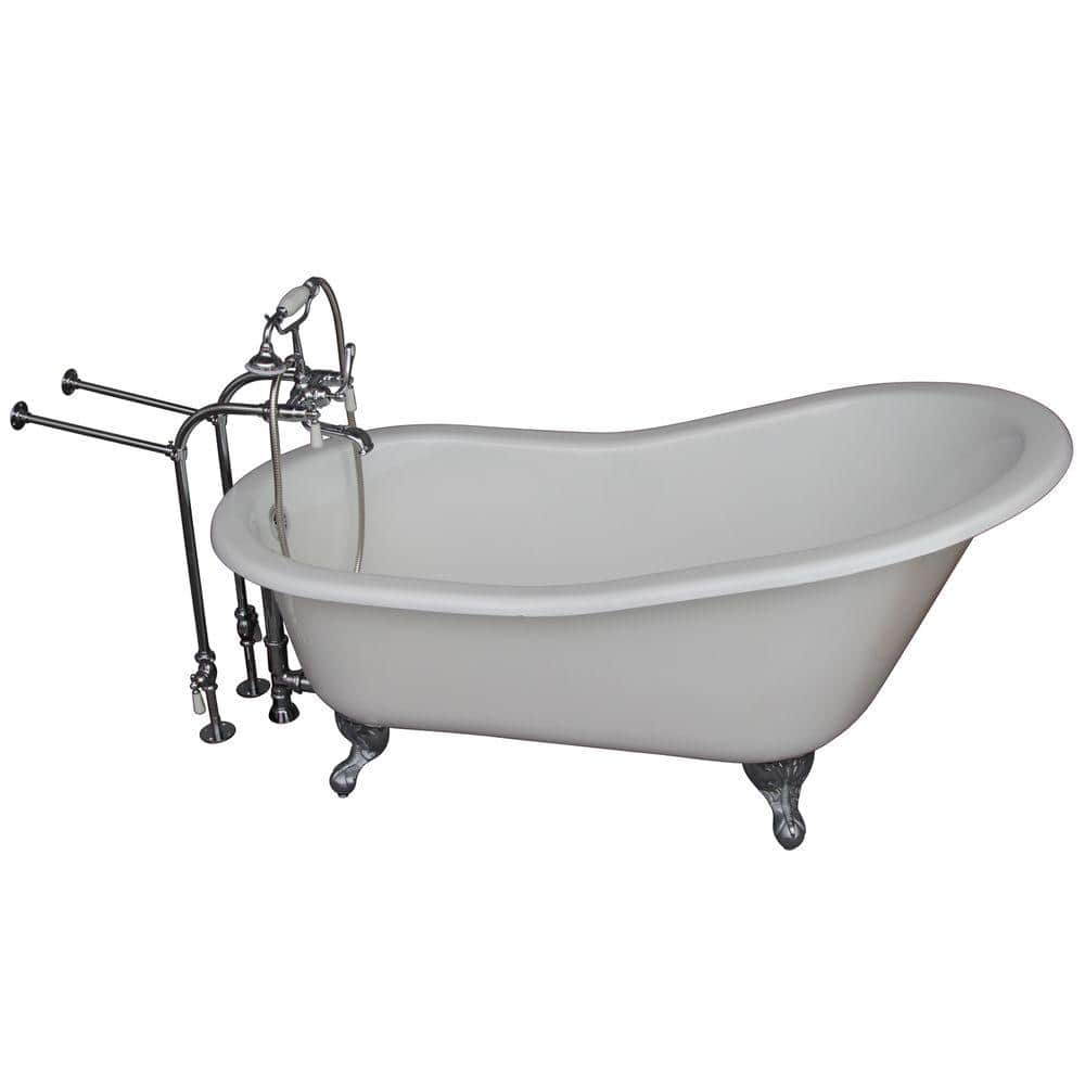 5 ft. Cast Iron Ball and Claw Feet Slipper Tub in White with Polished Chrom