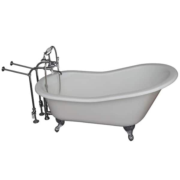 Barclay Products 5 Ft Cast Iron Ball And Claw Feet Slipper Tub In White With Polished Chrome