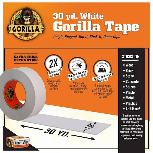 Gorrila Tape Black Duct Tape Heavy Duty Thick Weather Resistant 1.88in x 12yd 