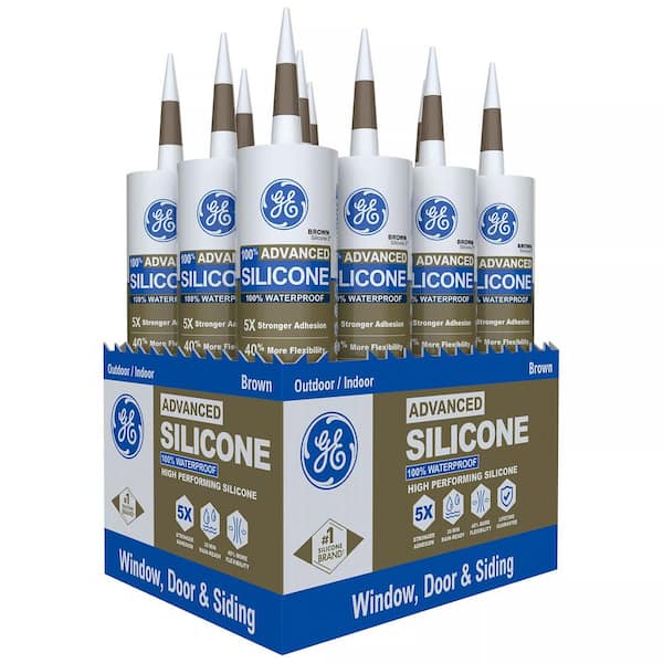Advanced Silicone 2 Caulk 10.1 oz Window and Door Sealant Brown (12-pack)