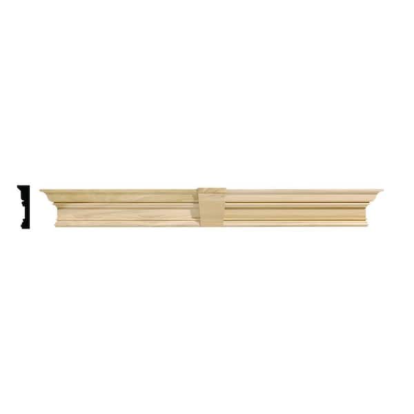 PED01SGL 1.68 in. x 6 in. x 53-7/8 in. White Hardwood Single Wide Georgian Door Pediment Moulding with Center Keystone