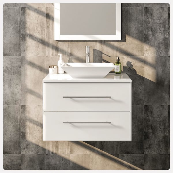 Eviva Totti Wave 24 in. W x 21 in. D x 22 in. H Bathroom Vanity with White Glassos Top with White Sink