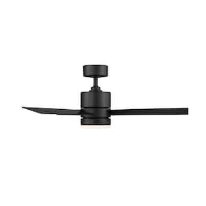 San Francisco 44 in. Integrated LED Indoor and Outdoor 3-Blade Smart Ceiling Fan Matte Black with Remote 3000k