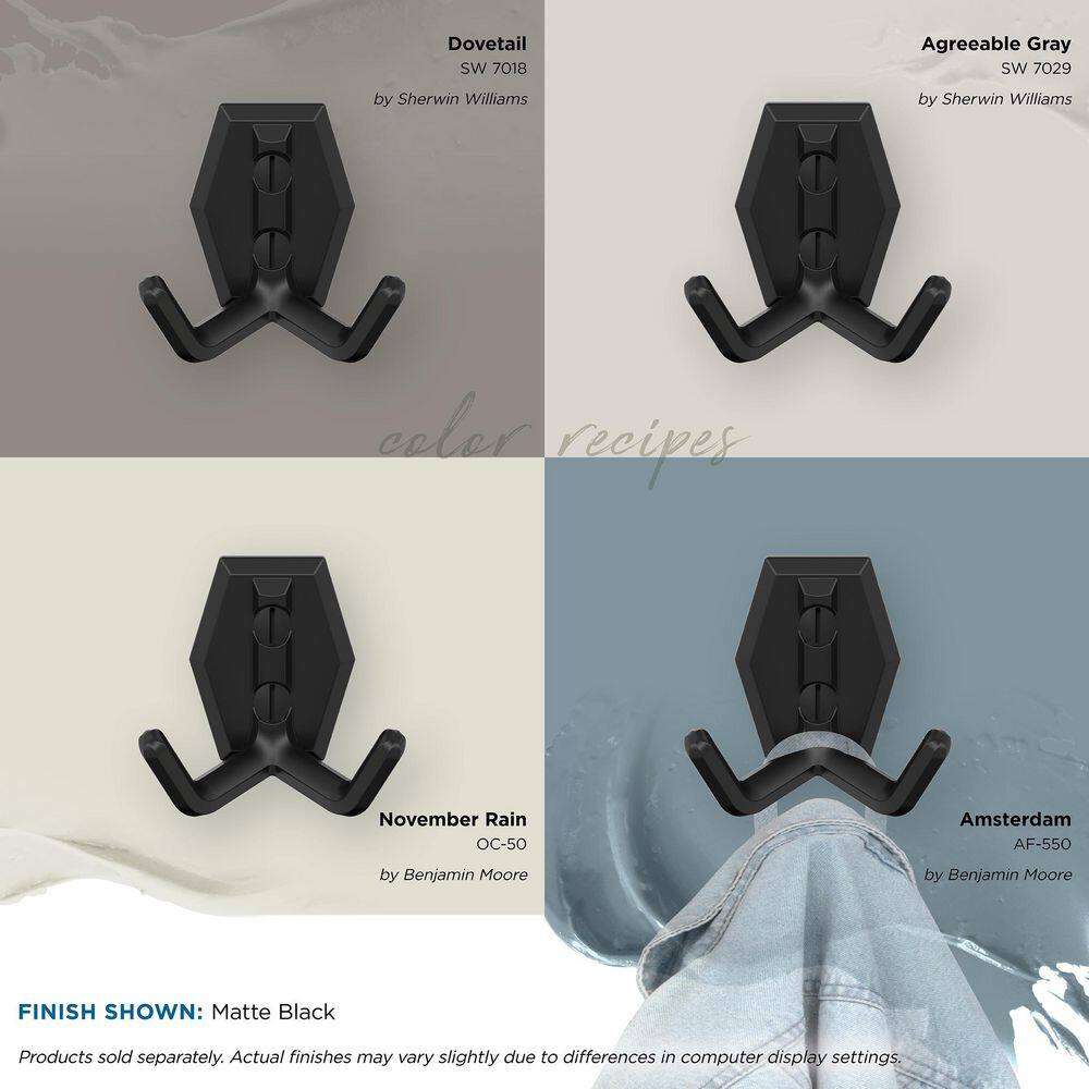 Matte Black Double Prong Metal Wall Hook
