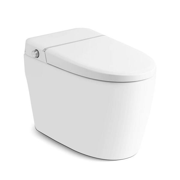 Elongated Smart Toilet Bidet in White Auto Flush, Heated Seat, Warm Wash, Warm Air Dryer, Night-Light, Seat Included