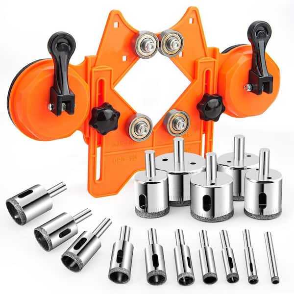Angel Sar Diamond Hole Saw Kit, Tile Hole Saw with Double Suction Cups Hole Saw Guide Jig Fixture for Glass Porcelain Tile Ceramic
