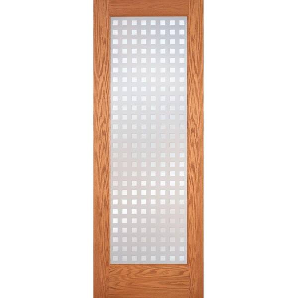 Feather River Doors 24 in. x 80 in. Multicube Woodgrain 1 Lite Unfinished Oak Interior Door Slab