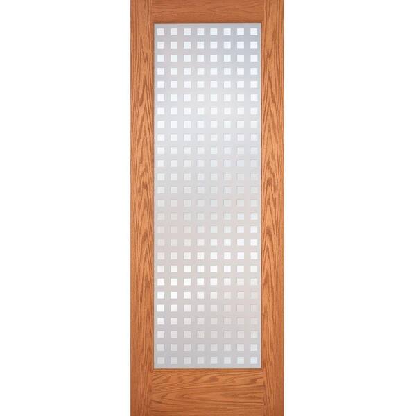 Feather River Doors 28 in. x 80 in. Multicube Woodgrain 1 Lite Unfinished Oak Interior Door Slab