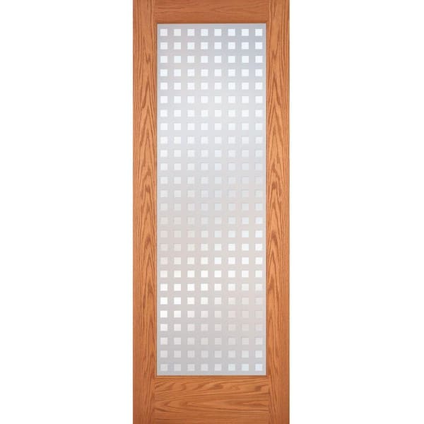 Feather River Doors 36 in. x 80 in. Multicube Woodgrain 1 Lite Unfinished Oak Interior Door Slab