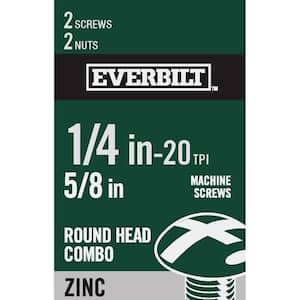 1/4 in.-20 x 5/8 in. Combo Round Head Zinc Plated Machine Screw (2-Pack)