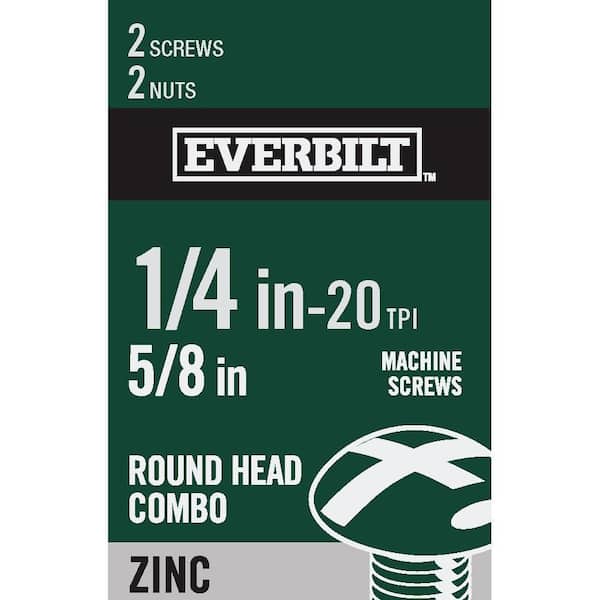 Everbilt 1/4 in.-20 x 5/8 in. Combo Round Head Zinc Plated Machine Screw (2-Pack)