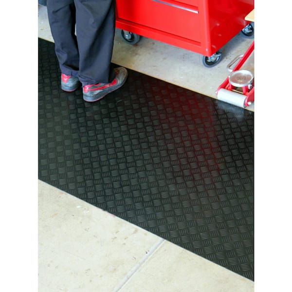 Black 3 ft. x 15 ft. Black Commercial/Residential Rubber Garage Floor  Matting WBGM315BK - The Home Depot