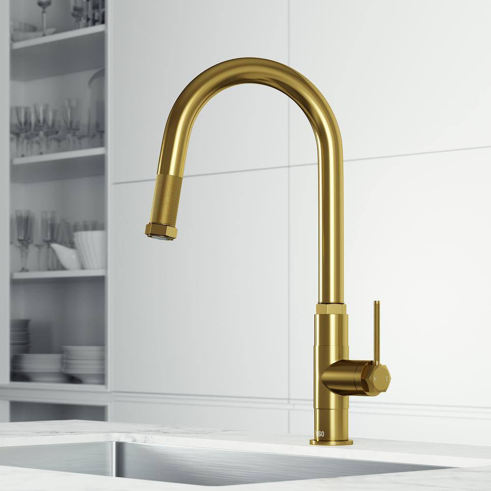 VIGO Hart Arched Single Handle Pull-Down Spout Kitchen Faucet Matte ...