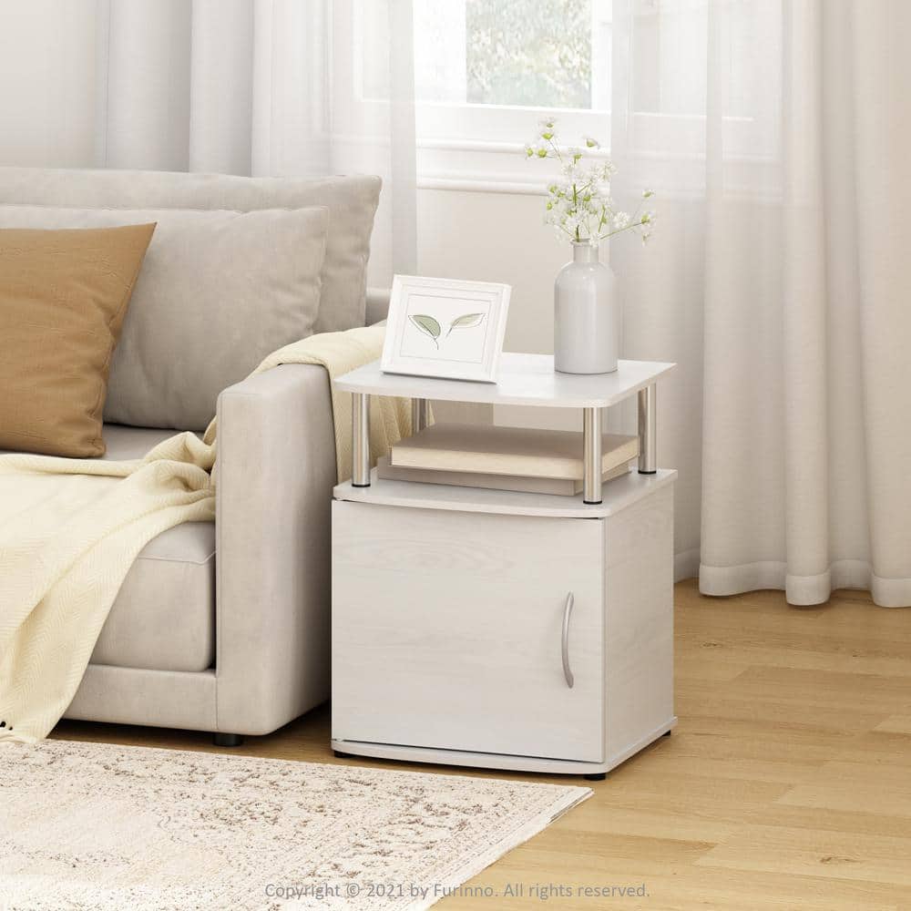 White Oak and Stainless Steel Rectangular End Table