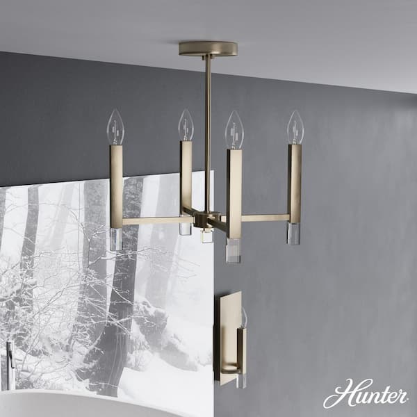 Hunter Sunjai 4-Light Alturas Gold Candlestick Pendant Light