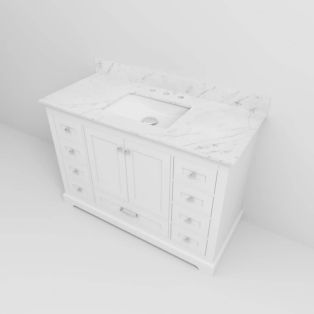 Dukes 48" White Marble Top Single Vanity with Sink