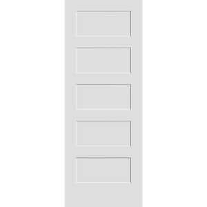 18 in. x 80 in. 5-Panel Wood Core White Primed Smooth MDF Interior Door Slab