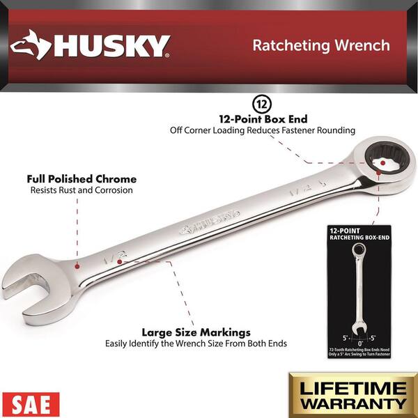 Husky Ratcheting and Stubby Ratcheting Wrench Set (48-Pieces)