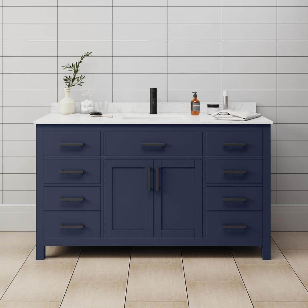 Beckett 60'' Dark Blue Marble Single Bathroom Vanity