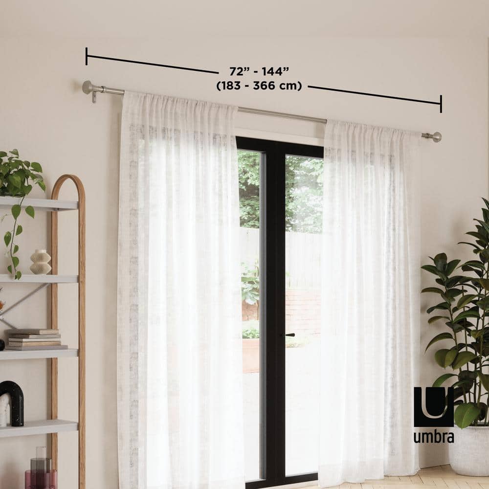 Ella Nickel Adjustable Modern Curtain Rod 72'' to 144''