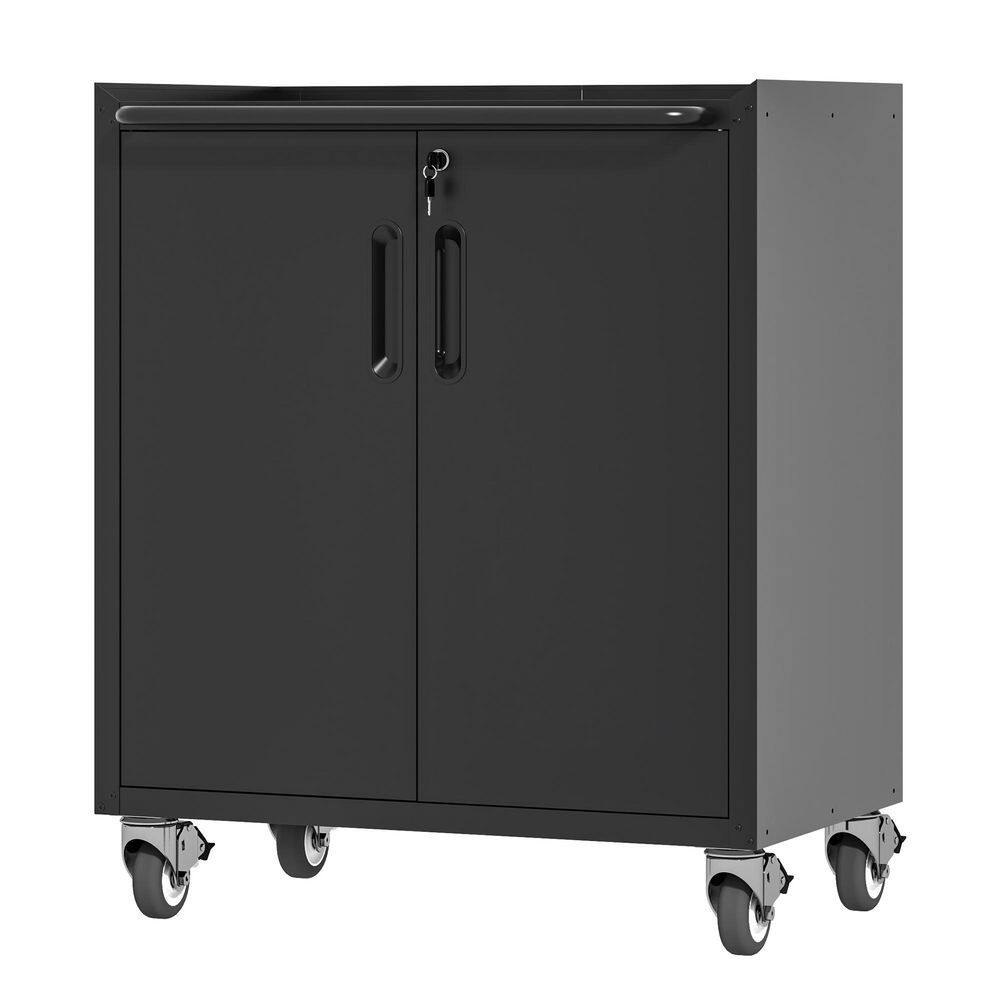 16.5 in. W 2-Door 2-Shelves Black Steel Rolling Tool Cart, Tool Cabinets for Garage, Lockable Garage Storage Cabinet price history on PriceWatchPro