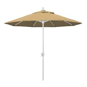 9 ft. Aluminum Market Push Tilt - M White Patio Umbrella in Champagne Olefin