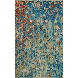 Bodhi Blue 5 ft. x 8 ft. Abstract Area Rug