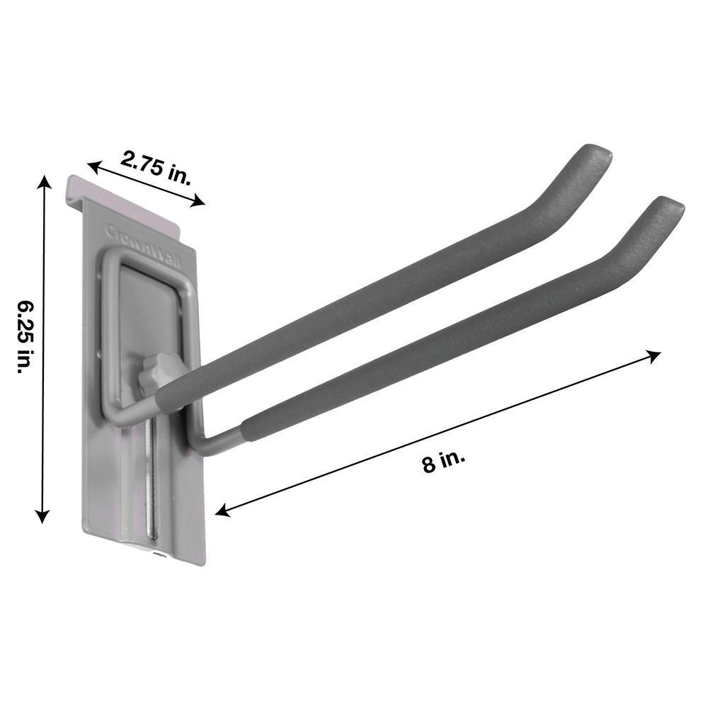 Heavy Duty Steel 8 Inch Locking Double Hooks for Slatwall (3 Pack)