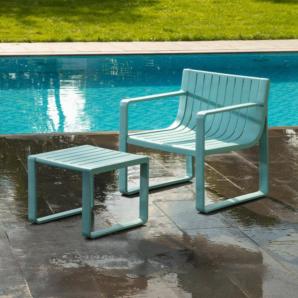 Blue All-Weather 2-Piece Resin Patio Lounge Chair with Footrest -  Werph, LSP2B