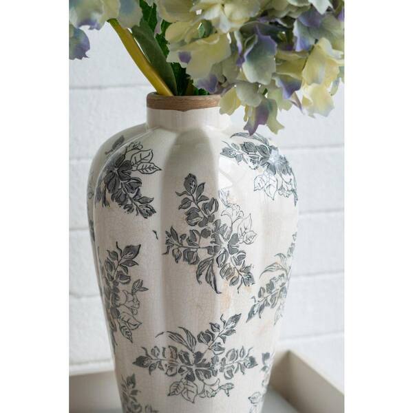  ✯Vase 14 in. Vintage European Pottery White Ceramic Cylinder Decorative
