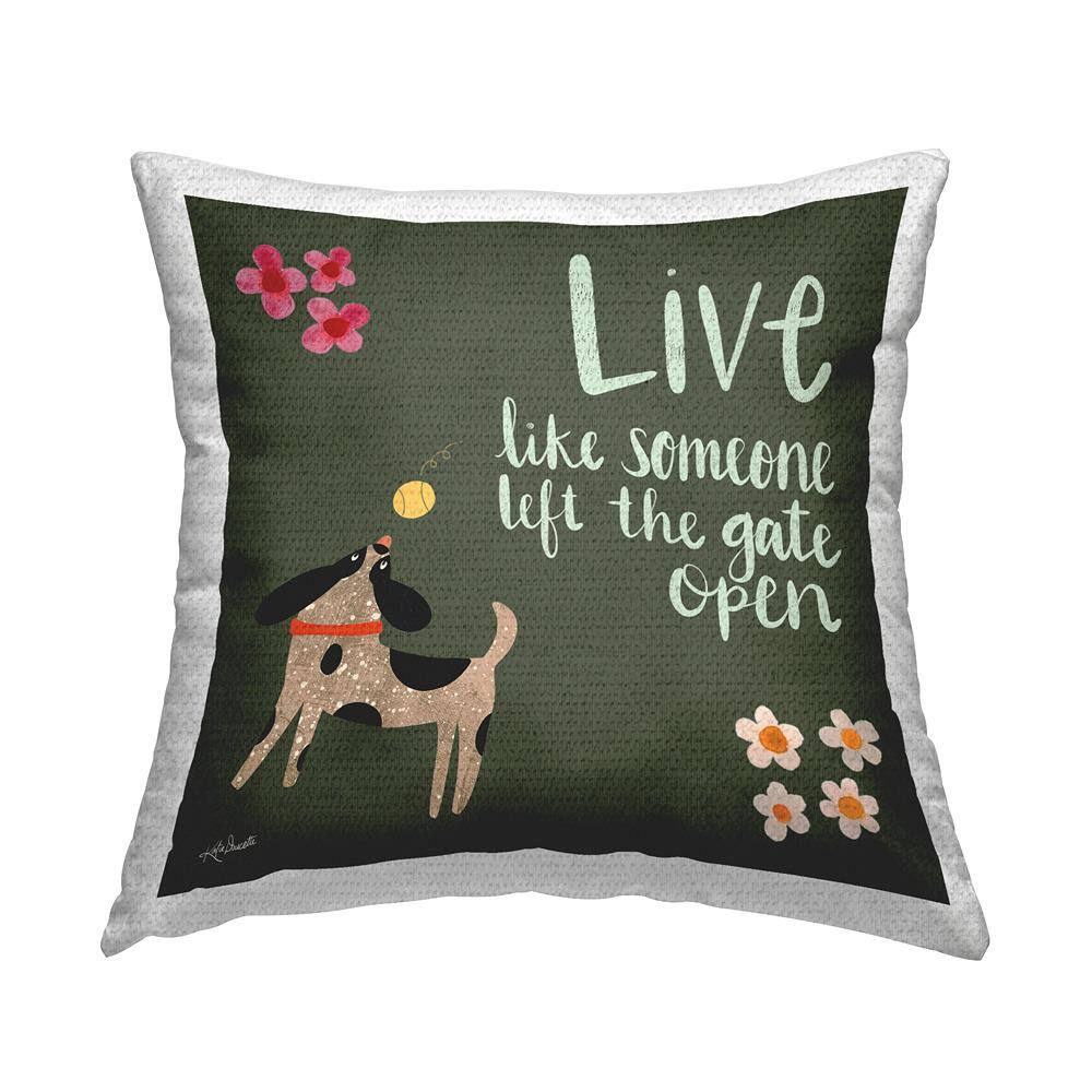 Green Calligraphy Pet Lover Phrase Playing Dog Green Square Outdoor Throw Pillow price history on PriceWatchPro