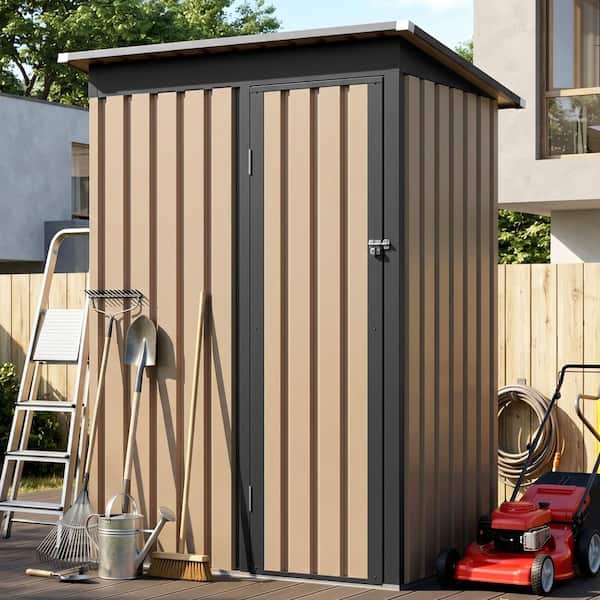 ToolCat 5x3 ft Outdoor Metal Garden Shed with Pent Roof , Hinge