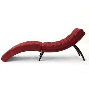 Garret Garnet Tufted New Velvet Curved Chaise Lounge