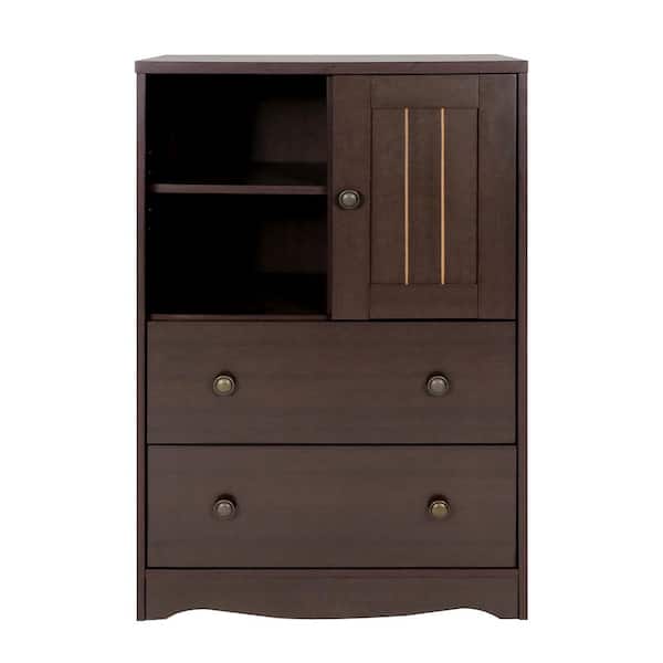 Unbranded 23.2 in. W x 14.2 in. D x 36.2 in. H Dark Brown Linen Cabinet With 2 Drawers