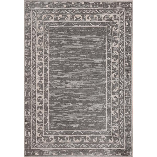 MSRUGS Kilim Collection Gray Border 3 ft. x 5 ft. Polypropylene Area Rug