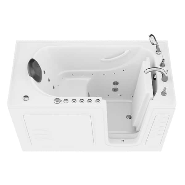 Safe Premier Series 30 in. L x 59 in. W Right Side Drain Combination Jetted Bathtub in White with Microbubbles Jet