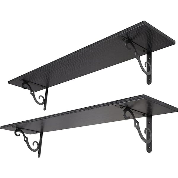 Unbranded 39.4 in. W x 7.9 in. D Black Decorative Wall Shelf