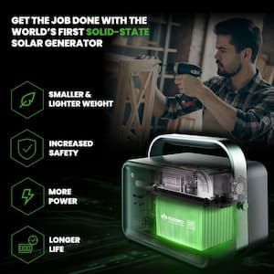 Solid-State Solar Battery Generator 660W (602Wh) Push-Button Start with 100W Portable Solar Panel, for Home, Camping