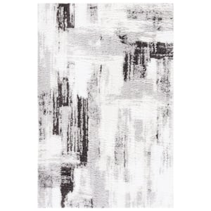Berber Shag Grey/Dark Grey 4 ft. x 6 ft. Distressed Area Rug