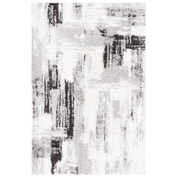 SAFAVIEH Berber Shag Grey/Dark Grey 8 ft. x 10 ft. Distressed Area Rug