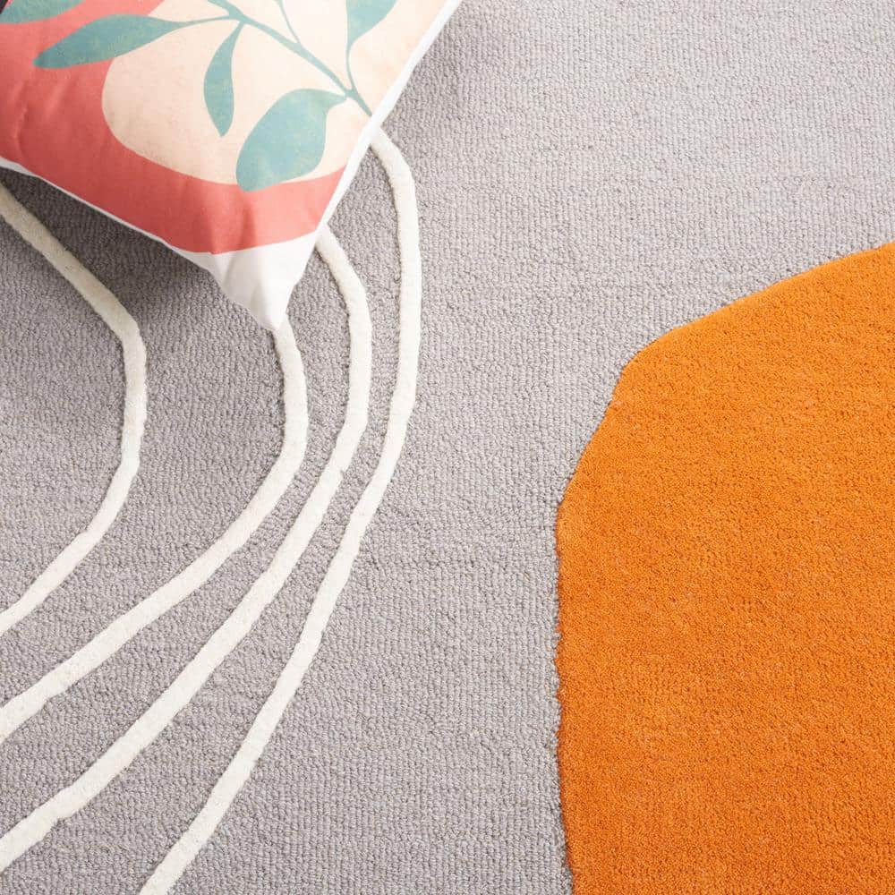 Hand-Tufted Rodeo Drive Grey and Rust Wool Area Rug