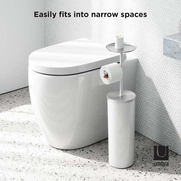 Umbra Portaloo 25 in. Toilet Paper Holder Stand in White