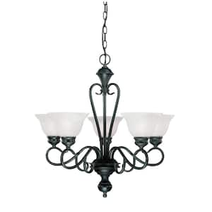 5-Lights 25.5 in. Black Chandelier